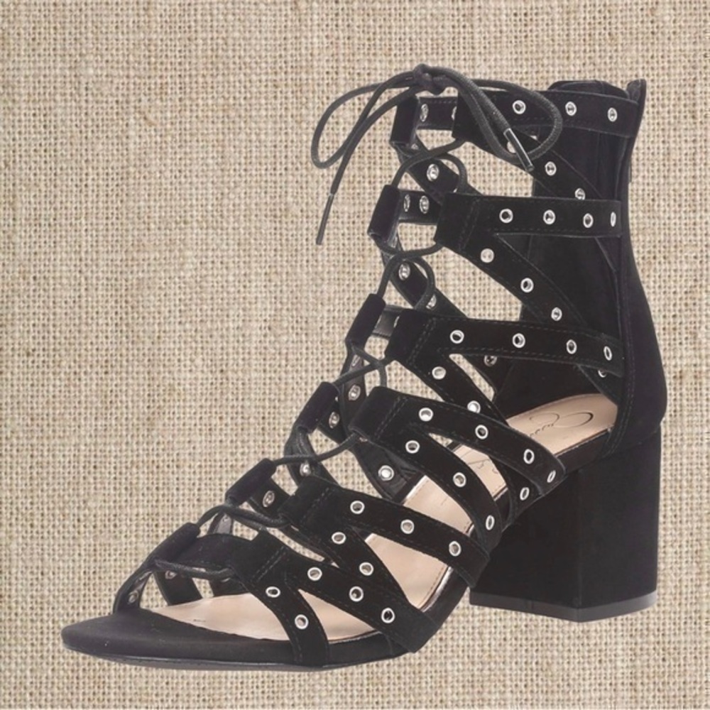 Black ankle Sandal block heel